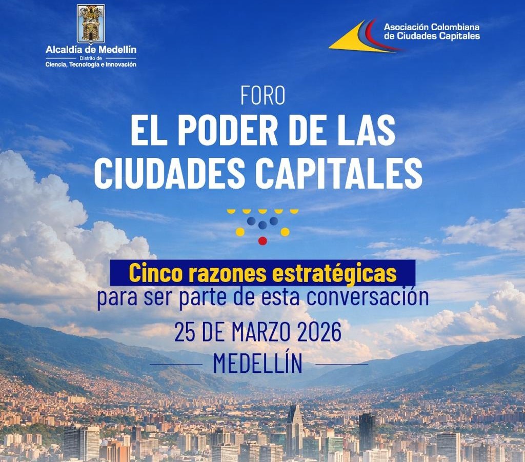 Pieza gráfica promocional del foro "El Poder de las Ciudades Capitales"