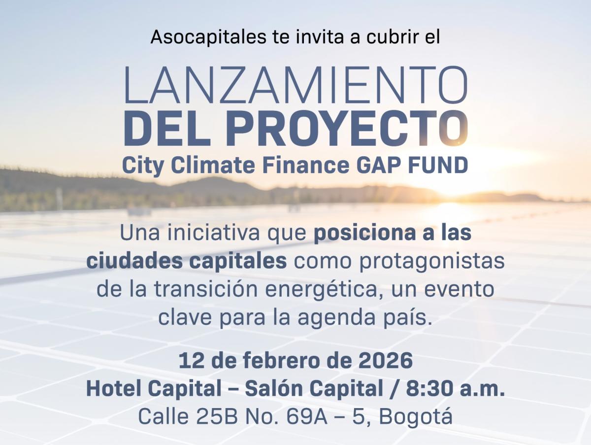 Pieza gráfica de promoción del evento Lanzamiento del proyecto City Climate Finance GAP FUND