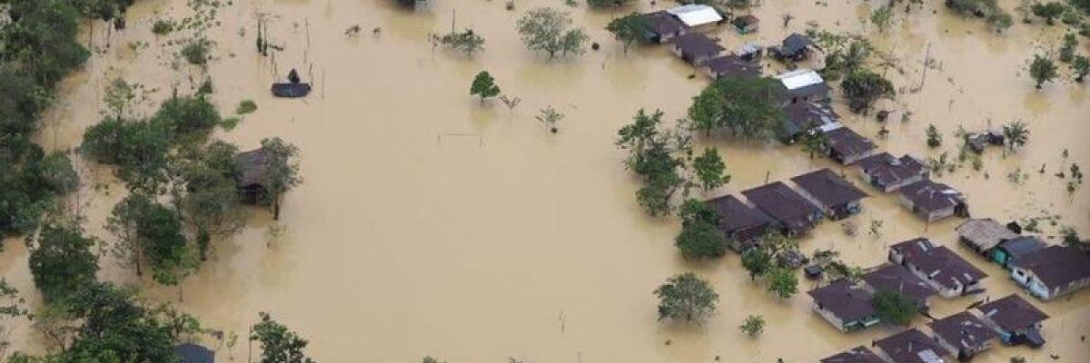 Población inundada tras fuertes lluvias en el caribe Colombiano
