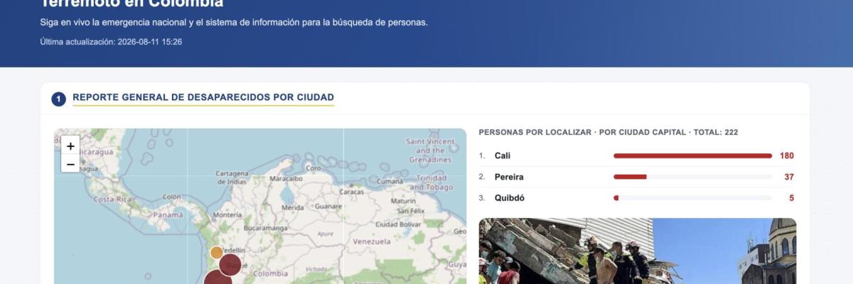 imagen del micrositio terremoto en Colombia