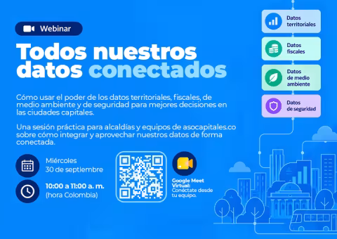 Pieza gráfica promocional invitación a webinar Todos nuestros datos conectados