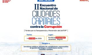 Pieza gráfica promocional de II Encuentro Nacional de Ciudades Capitales contra la Corrupción