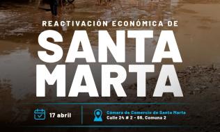 Pieza gráfica de promoción del evento "Reactivación económica de Santa Marta"