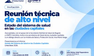 Pieza gráfica invitación a mesa técnica de alto nivel - Estado del sistema de salud en las ciudades capitales