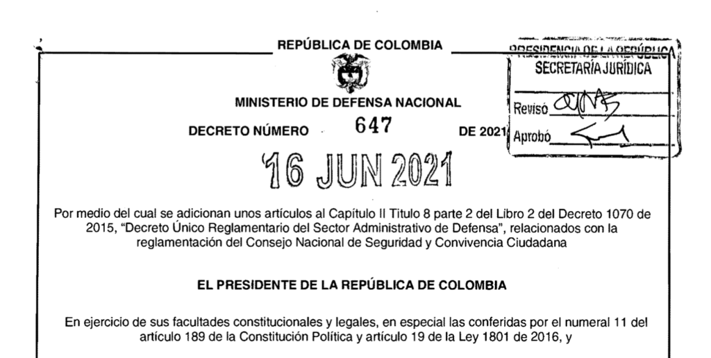 Decreto 647 del 16 de junio de 2021