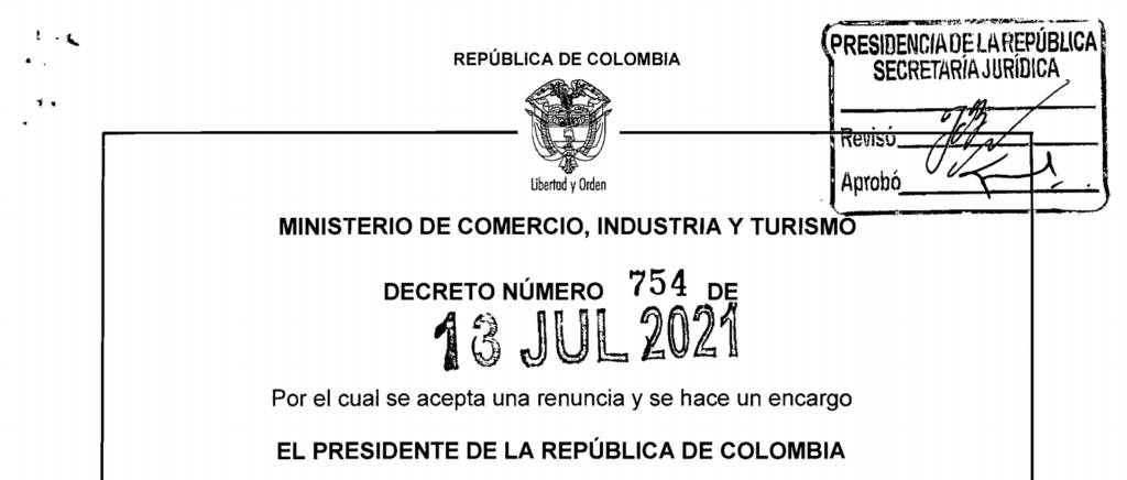 DECRETO 754 DEL 13 DE JULIO DE 2021