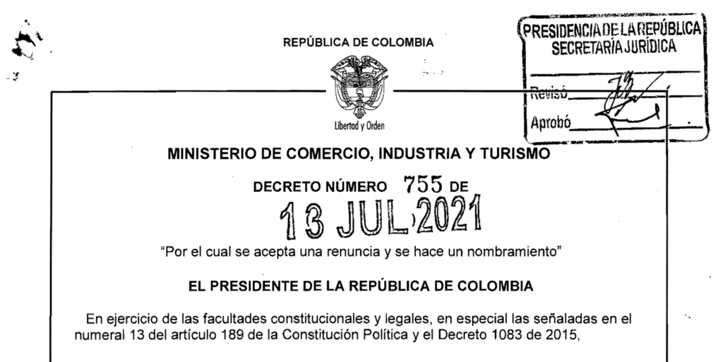 Decreto 755 del 13 de julio de 2021