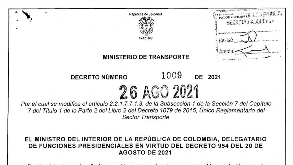 DECRETO 1009 DEL 26 DE AGOSTO DE 2021