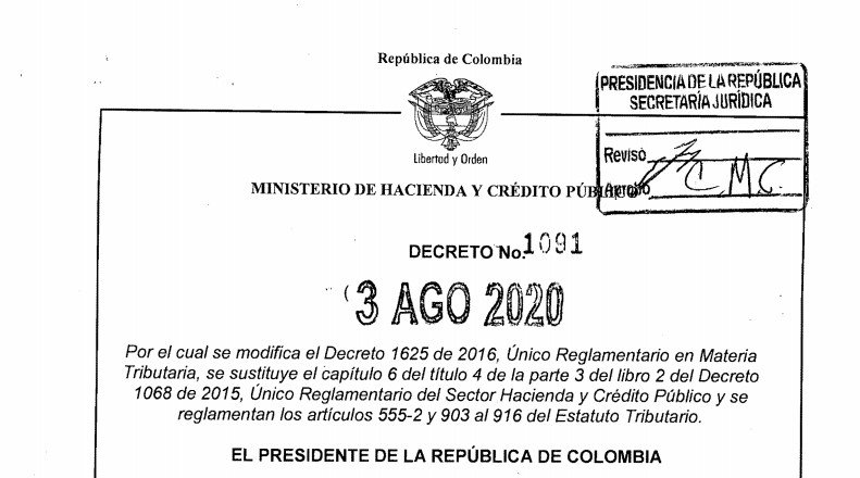 Decreto 1091 del 3 de agosto de 2020