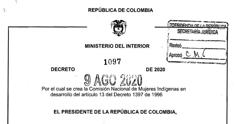 Decreto 1097 del 9 de agosto de 2020