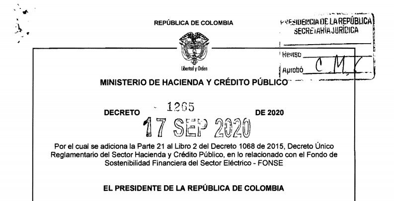 Decreto 1265 del 17 de septiembre de 2020
