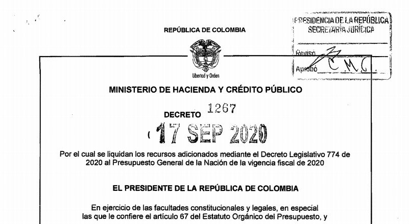 Decreto 1267 del 17 de septiembre de 2020