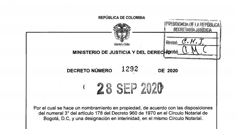 Decreto 1292 del 28 de septiembre de 2020