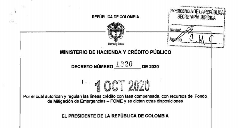 Decreto 1320 del 1 de octubre de 2020