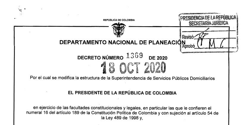 Decreto 1369 del 18 de octubre de 2020