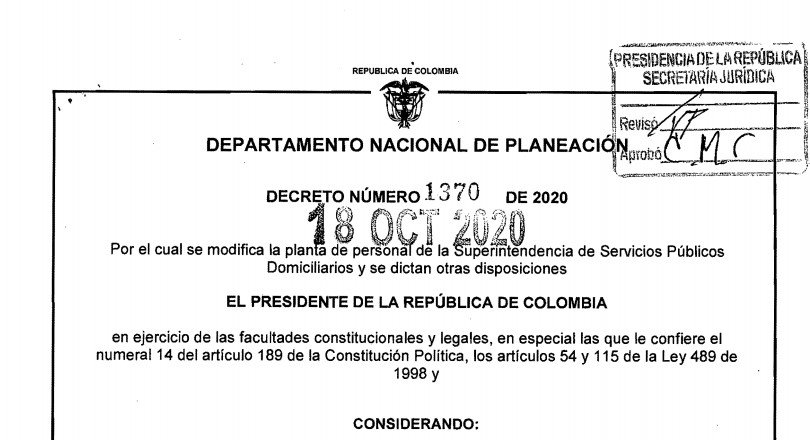 Decreto 1370 del 18 de octubre de 2020