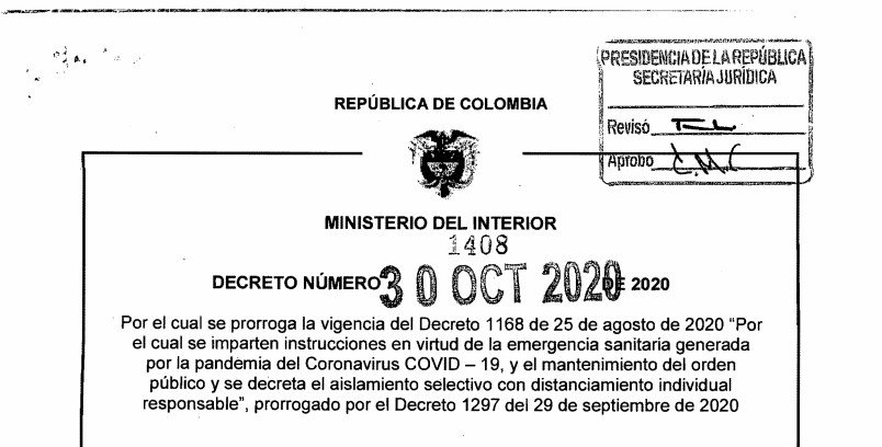 Decreto 1408 del 30 de octubre de 2020