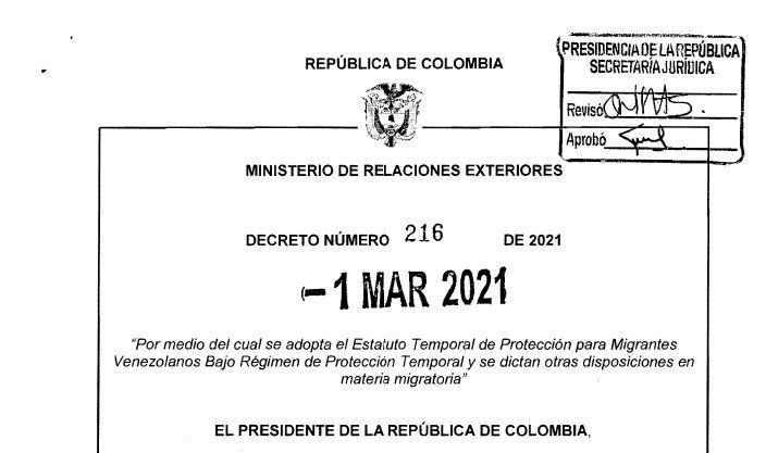 DECRETO 216 DEL 1 DE MARZO DE 2021