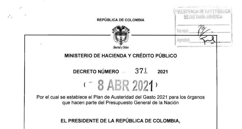 Decreto 371 del 8 de abril de 2021