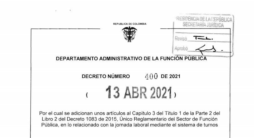 Decreto 400 del 13 de abril de 2021