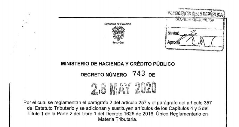 Decreto 743 del 28 de mayo de 2020