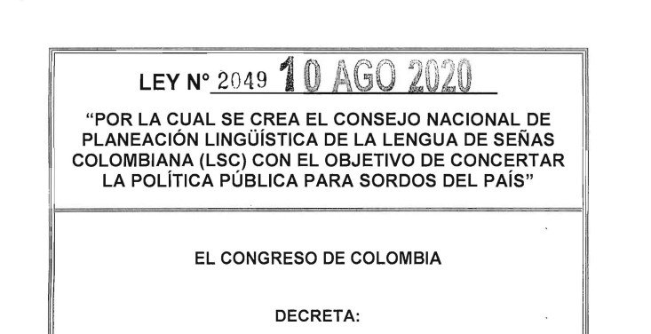 LEY 2049 DEL 10 DE AGOSTO DE 2020