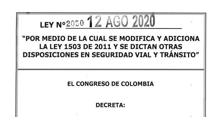 LEY 2050 DEL 12 DE AGOSTO DE 2020
