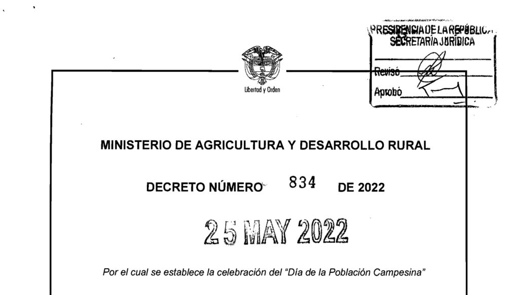 DECRETO 834 DEL 25 DE MAYO DE 2022