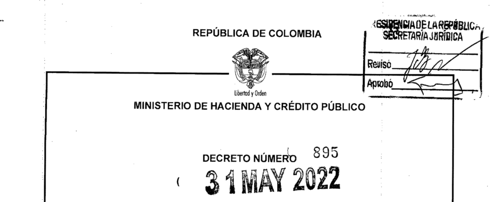 DECRETO 895 DEL 31 DE MAYO DE 2022