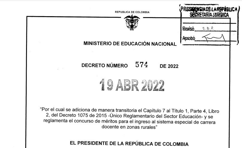 DECRETO 574 DEL 19 DE ABRIL DE 2022