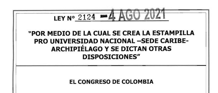 LEY 2124 DEL 4 DE AGOSTO DE 2021