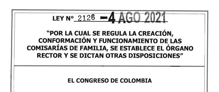 LEY 2126 DEL 4 DE AGOSTO DE 2021