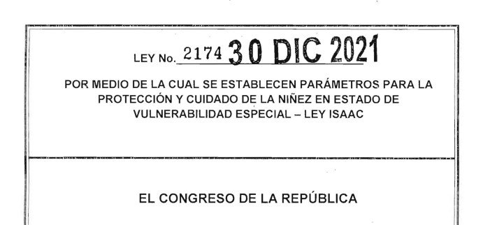 LEY 2174 DEL 30 DE DICIEMBRE DE 2021