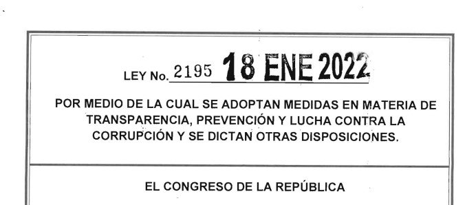 LEY 2195 DEL 18 DE ENERO DE 2022