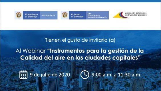 MinAmbiente, DNP y Asocapitales realizarán Webinar sobre Instrumentos para la gestión de la Calidad del aire en las ciudades capitales