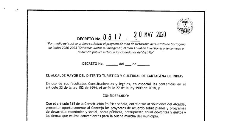 Cartagena_Plan de Desarrollo Municipal_2020-2023