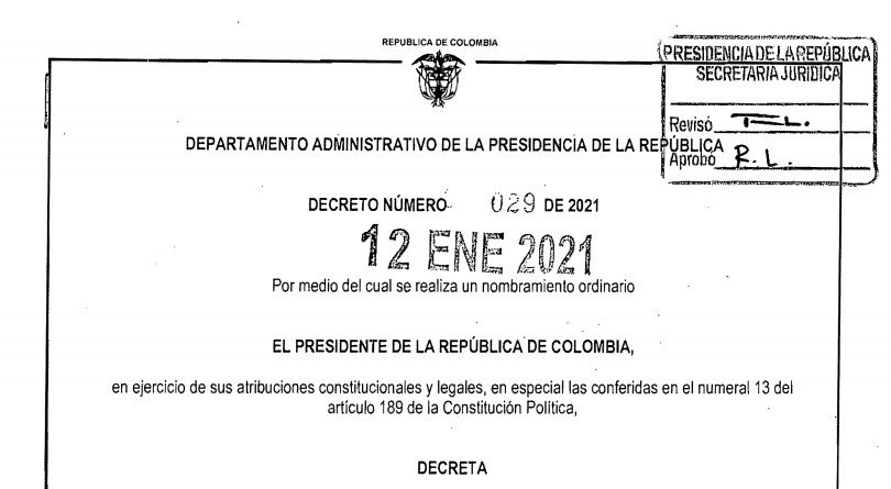 Decreto 029 del 12 de enero de 2021