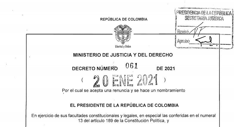 Decreto 061 del 20 de enero de 2021