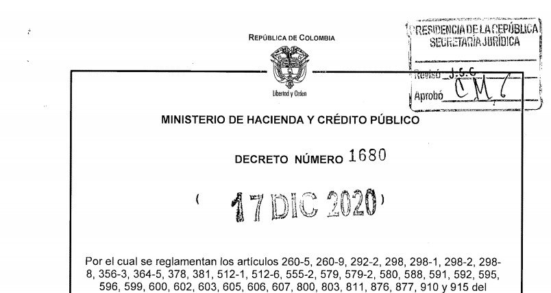 Decreto 1680 del 17 de diciembre de 2020