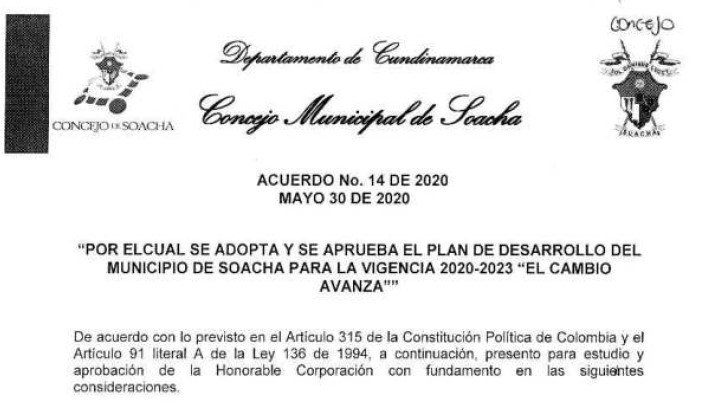Soacha_Plan de Desarrollo Municipal_2020-2023