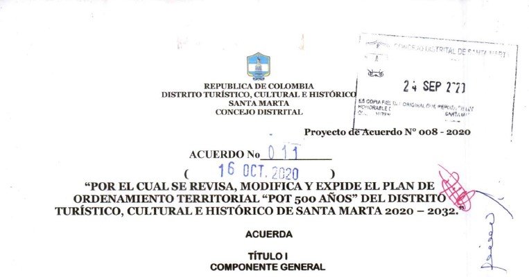 Santa Marta_Acuerdo011_POT_2020