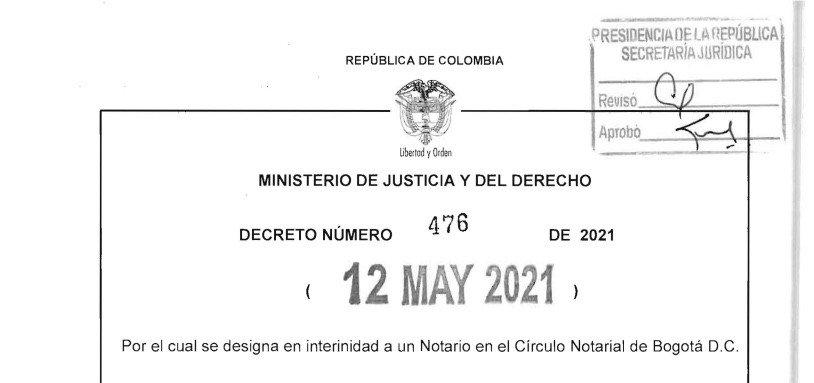 Decreto 476 del 12 de mayo de 2021
