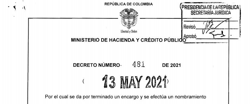 Decreto 481 del 13 de mayo de 2021