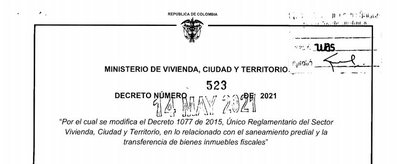 Decreto 523 del 14 de mayo de 2021
