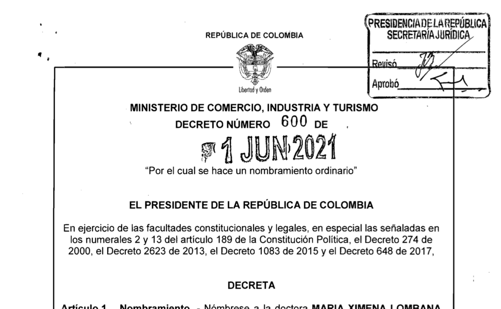 Decreto 600 del 1 de junio de 2021