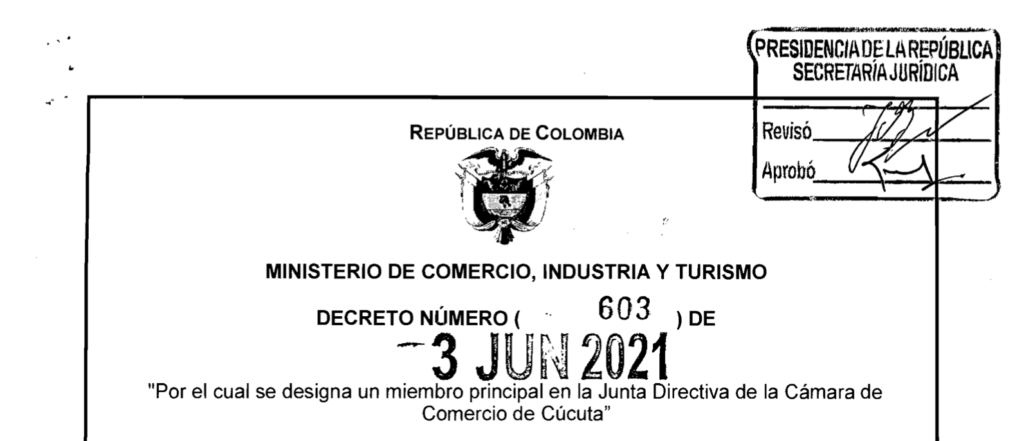 DECRETO 603 DEL 3 DE JUNIO DE 2021