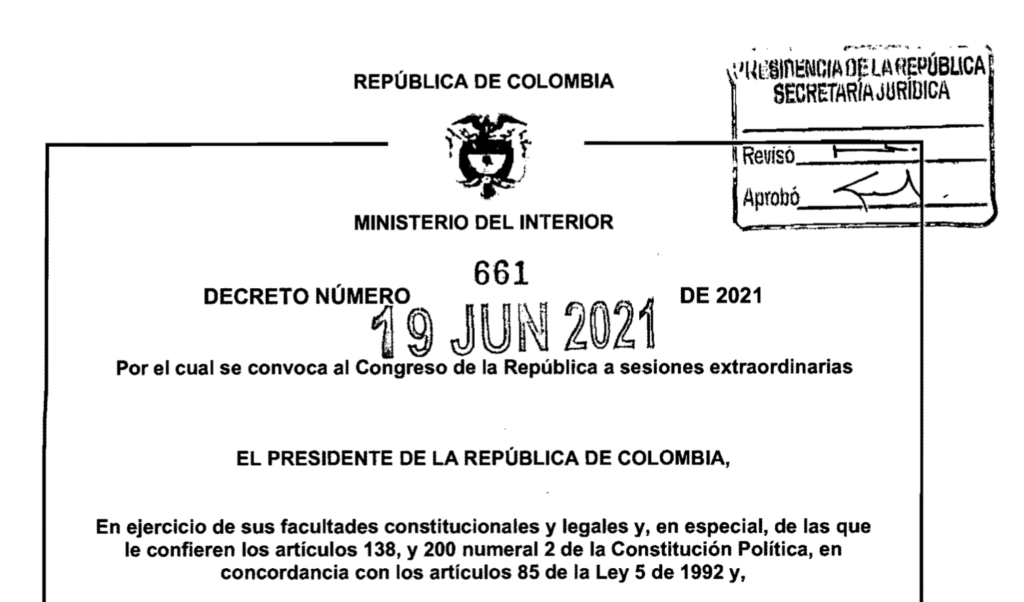 Decreto 661 del 19 de junio de 2021