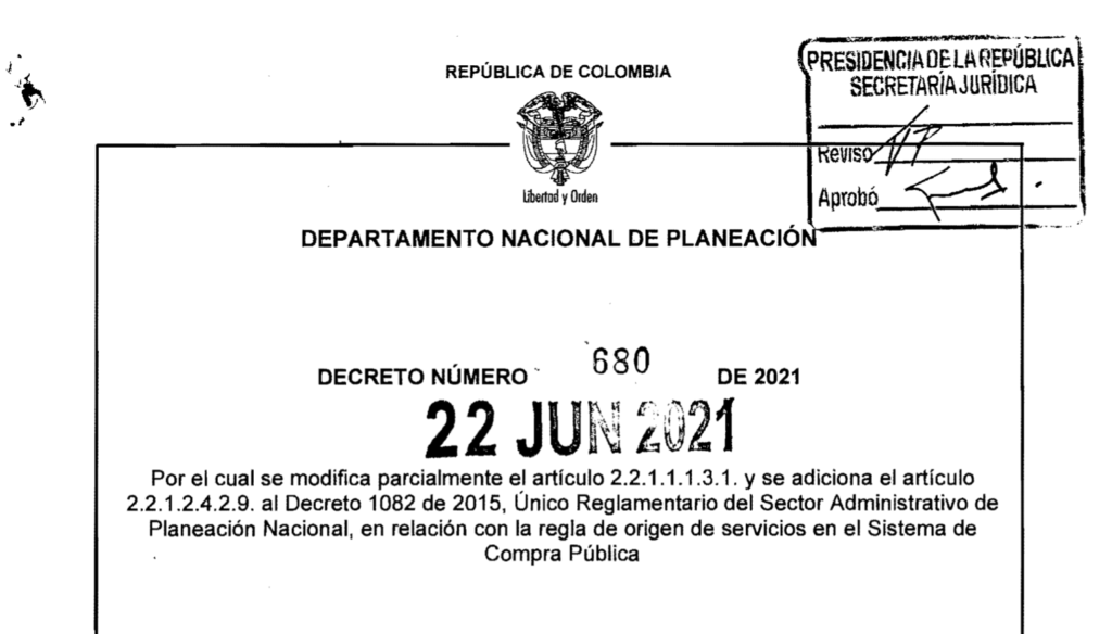 Decreto 680 del 22 de junio de 2021