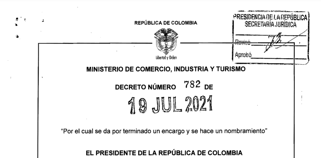 Decreto 782 del 19 de julio de 2021