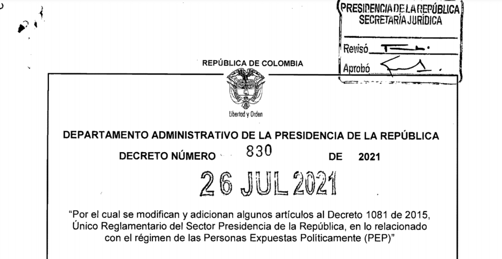 Decreto 830 del 26 de julio de 2021